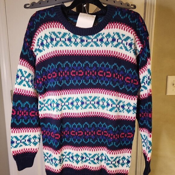 Jamie Scott Vintage Knit Ski Winter Pullover Round Neck Sweater Medium - Picture 1 of 10